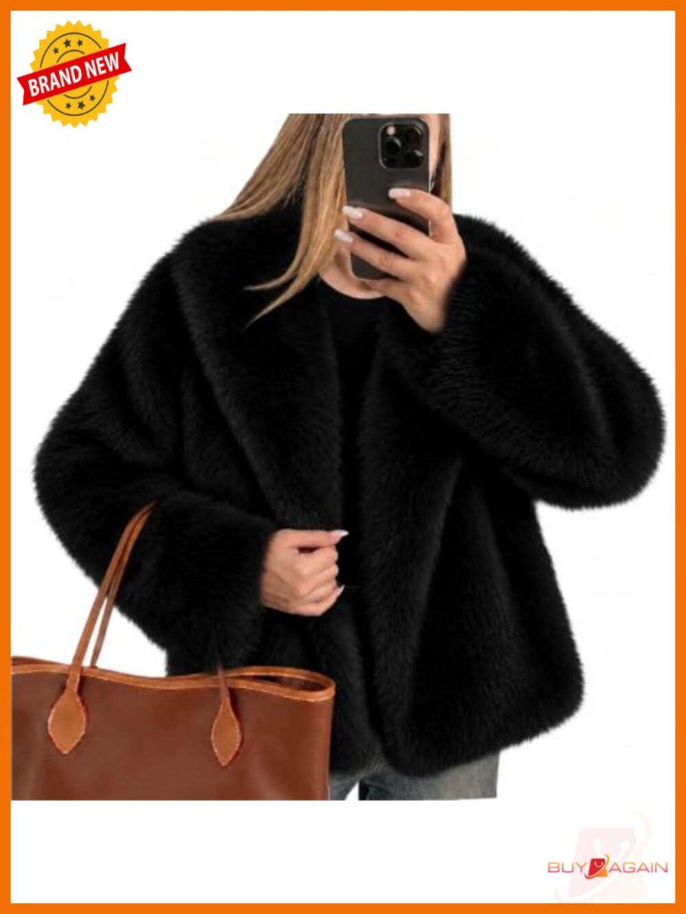 Faux Fur Jacket Fluffy Furry Coat Long Sleeve Winter Outwear